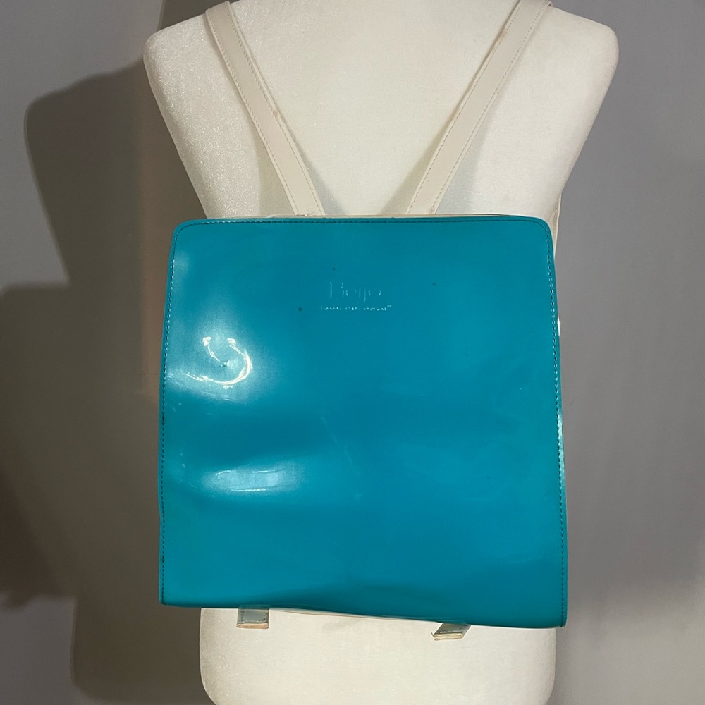 Beijo Y2K Turquoise & White Faux Leather Backpack Purse